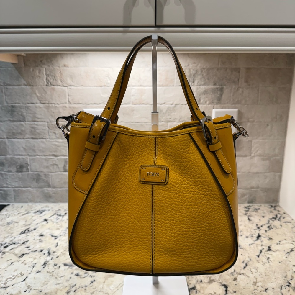 Tod's EUC “New G Sacca Mini” Mustard Yellow Leather Handbag